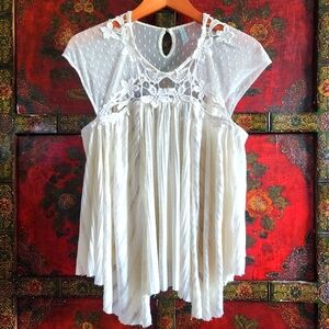 FP Stars Align Eggshell Lace Swing Top Medium